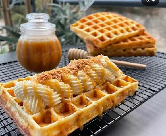 Gaufres chantilly & caramel beurre salé