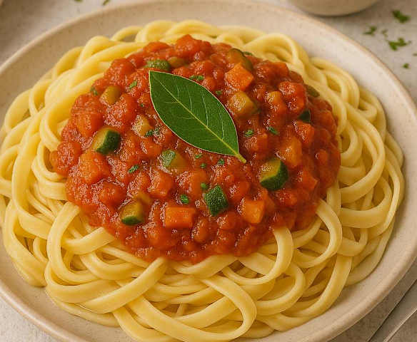 Tagliatelles & sauce tomate aux légumes