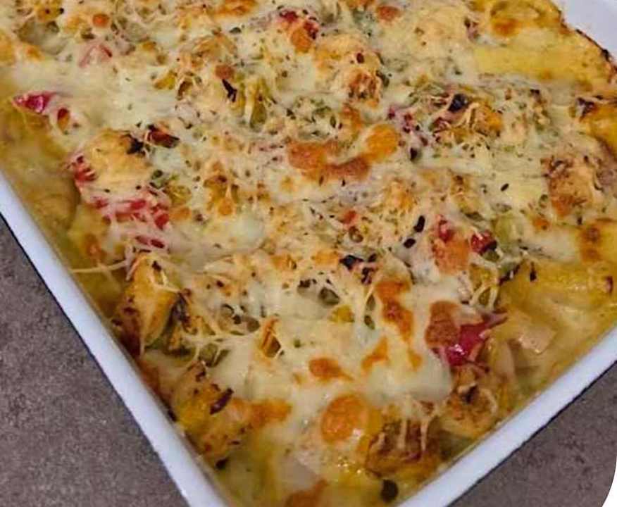 Gratin de poulet curry et poivrons