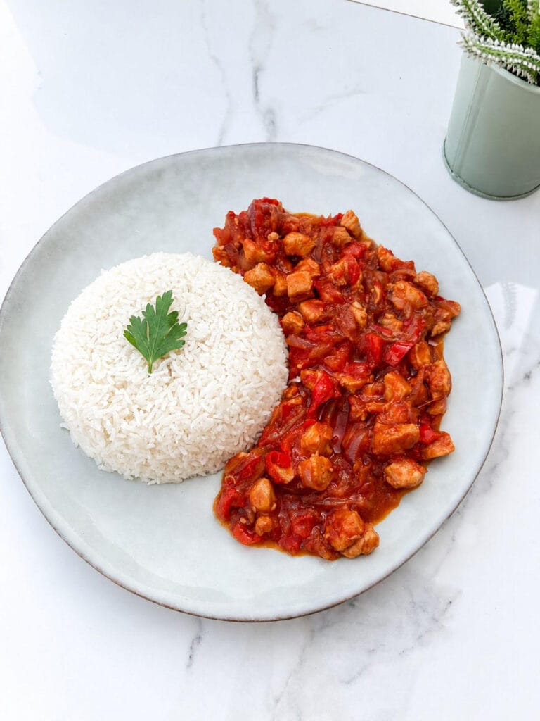 Sauce tomate Poulet poivrons & riz basmati
